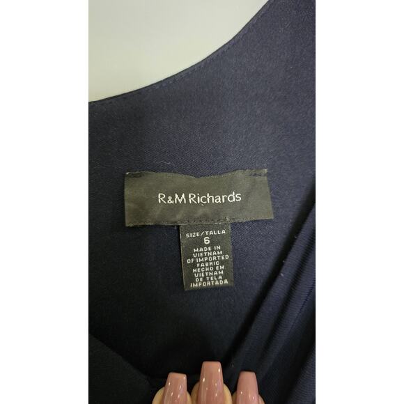 R&M Richards Womens Long Cocktail MOB Dress Cruise Navy Formal Rhinestone Sz 6 - Picture 11 of 13